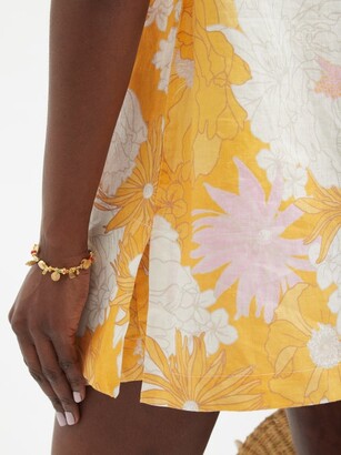 EPHEMERA Mai Tai Floral-print Linen Short-sleeved Shirt - Orange Multi