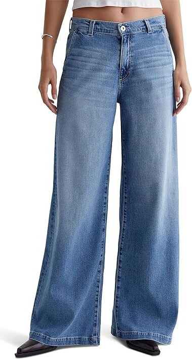 AG Jeans Stella Mid Rise Wide Leg Palazzo Jeans in Nautical Mile Women's Jeans Nautical Mile : 27 32.5 Cotton/Denim/Elastane