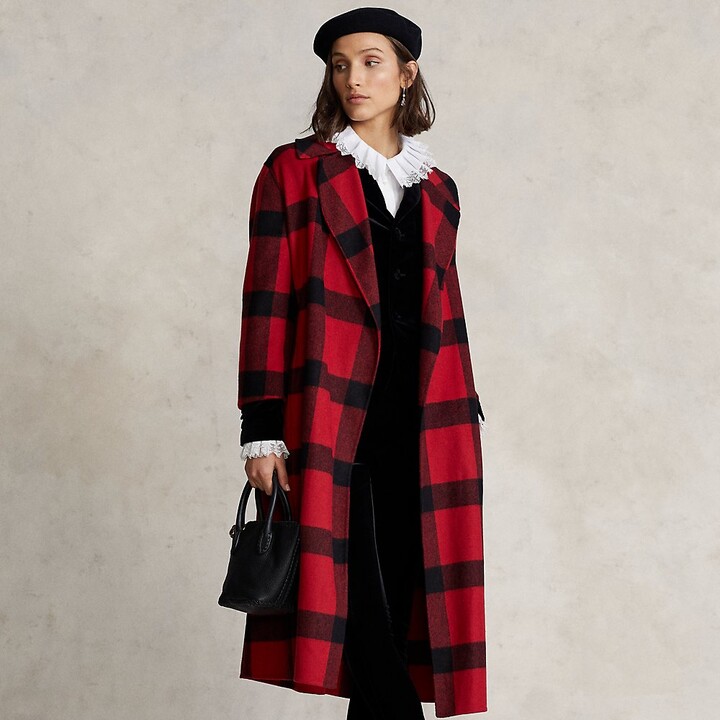red and black checkered wool jacket