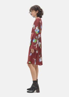 Acne Studios Dahari Flower Print Dress Big Flower Burgundy