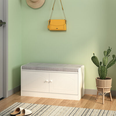 Shoe Storage Bench With 2 Door Cabinet