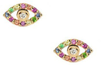 Anzie Classique Pave Evil Eye Studs - Multicolour