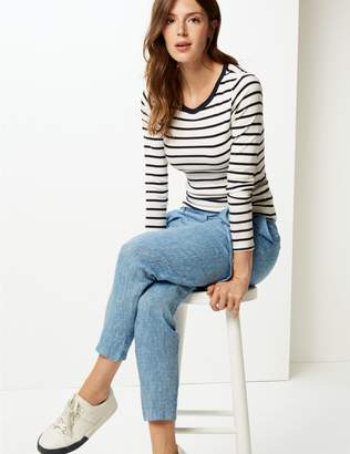 Marks and Spencer Pure Linen Textured Peg Trousers