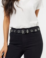 Thumbnail for your product : ASOS DESIGN eyelet jeans waist and hip belt in black
