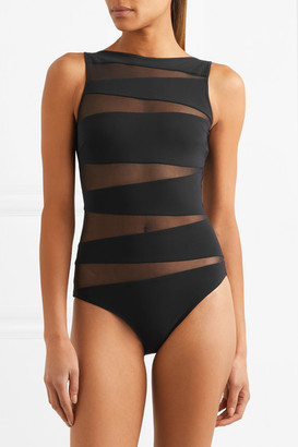 Emma Pake Valentina Mesh-paneled Swimsuit - Black
