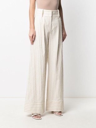 FEDERICA TOSI High-Waisted Textured Stripe Trousers