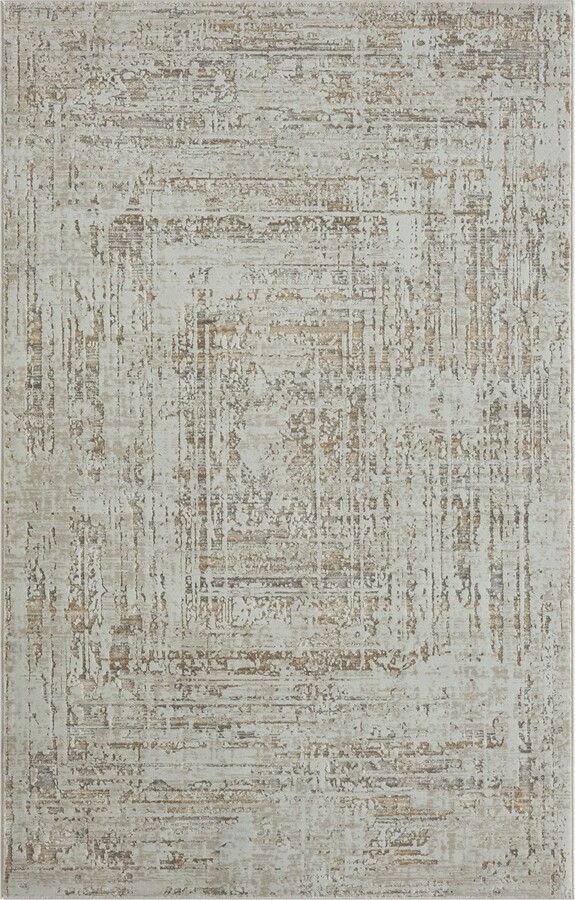 LR Home Bienne BIENA284 7'9" x 9'9" Area Rug - Beige, Gray