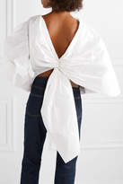 Thumbnail for your product : Awake Reversible Knotted Cotton-poplin Top - White