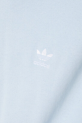 adidas Adicolor Classics Cropped Striped Cotton-jersey Hoodie - Blue