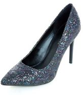 Thumbnail for your product : New Look Black Glitter Pointed Court Shoes