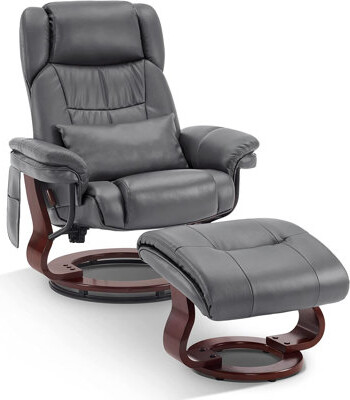 Newacme LLC Swivel Recliners With Ottoman, Vibration Massage TV Chairs, Faux Leather Ergonomic Lounge Chair