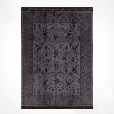 Bloomsbury Market Original Hand Knotted Traditional Pattern Black Wool and Silk Rug