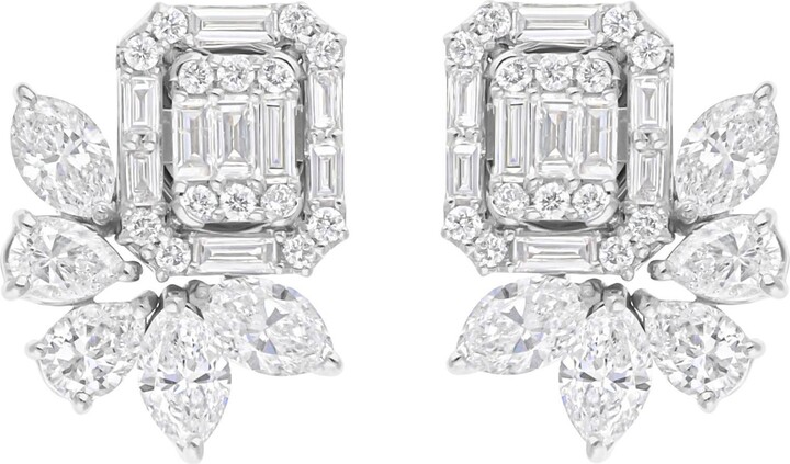 Spectrum Jewels Natural 2.15 Carat Si/h Baguette Diamond Earrings 14 Karat White Gold Jewelry