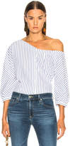 Thumbnail for your product : Frame Button Up Tie Top in Blanc Multi | FWRD