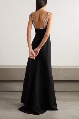 Valentino Garavani Garavani - Crystal-embellished Wool And Silk-blend Gown - Black