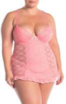 Thumbnail for your product : Jessica Simpson Ruffled Lace Chemise & Thong 2-Piece Set (Plus Size)