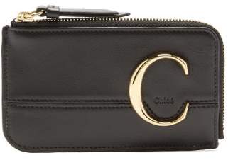 Chloé C-monogram Leather Card And Coin Purse - Womens - Black