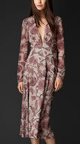 Thumbnail for your product : Burberry Floral Print Layered Silk Dress