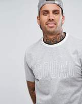 Thumbnail for your product : ASOS Design Longline T-Shirt With Squad Embroidery And Tipped Rib