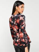 Thumbnail for your product : Very Printed Velvet Wrap Top - Black
