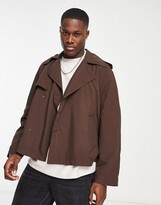 Thumbnail for your product : ASOS DESIGN cropped trench coat in brown