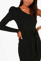 Thumbnail for your product : boohoo One Shoulder Bow Waist Bodycon Dress