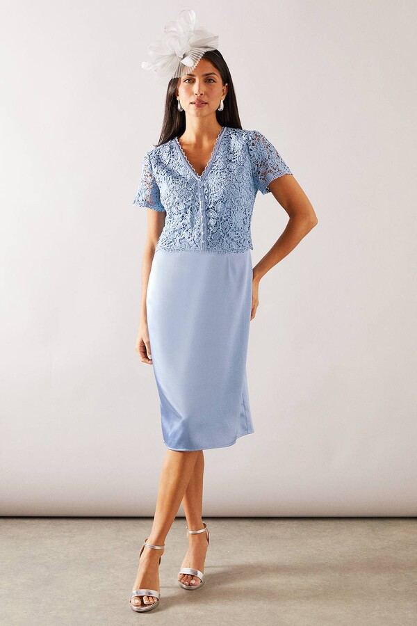 Wallis Womens Blue Leaf Twist Front Dress ShopStyle