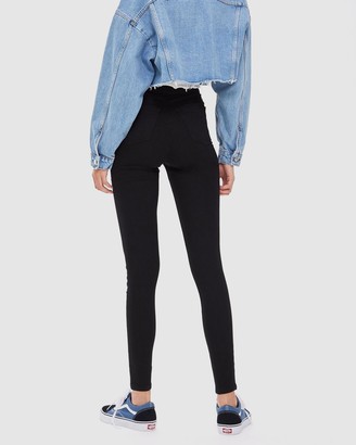 Topshop Women's Black High-Waisted - Joni Jeans - Size W28/L32 at The Iconic