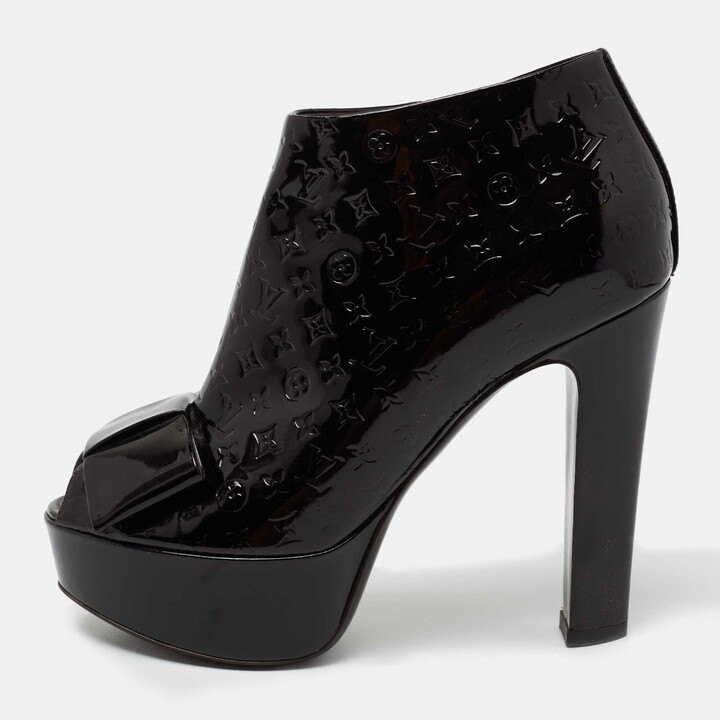 Louis Vuitton Beige Glitter Patent Leather Oh Really! Peep Toe Platform  Pumps Size 37.5 - ShopStyle