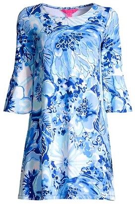 Lilly Pulitzer Ophelia Floral Bell-Sleeve Shift Dress