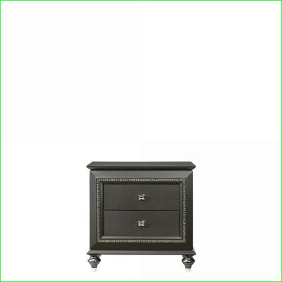 Kaitlyn Champagne Glam Nightstand with Drawer Storage