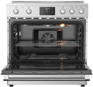 Lanbo 36 Inch 5 Burners Freestanding Electric Range With Convection, Air Fry, Rotisserie And Stainless Steel Door