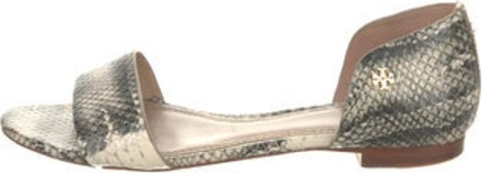 Tory Burch Leather Slides Neutrals Animal Print Designer