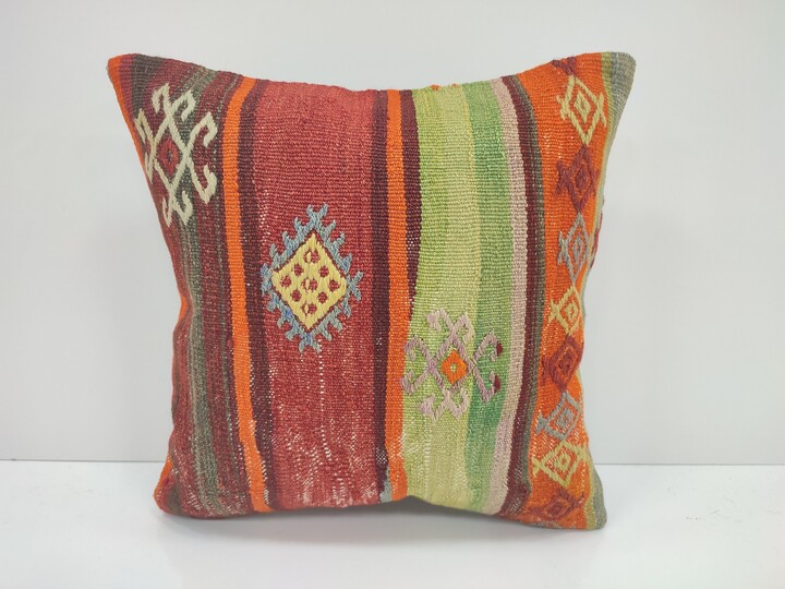 Vintage Pillow Case, Bohemian Kilim Pillow, Accent Boho Sham Cover, Decorative Turkish Usa, Uk, Fr, Cc356