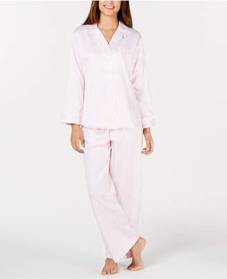 Miss Elaine Petite Woven Striped Satin Pajama Set