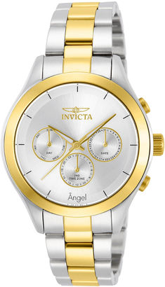 Invicta Womens Two Tone Silver Dial Stainless Steel Angel Bracelet Watch 13725