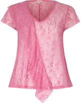 Thumbnail for your product : River Island Womens Bright pink lace front ruffle top