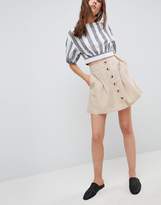 Thumbnail for your product : ASOS Design Cotton Mini Skater Skirt With Button Front