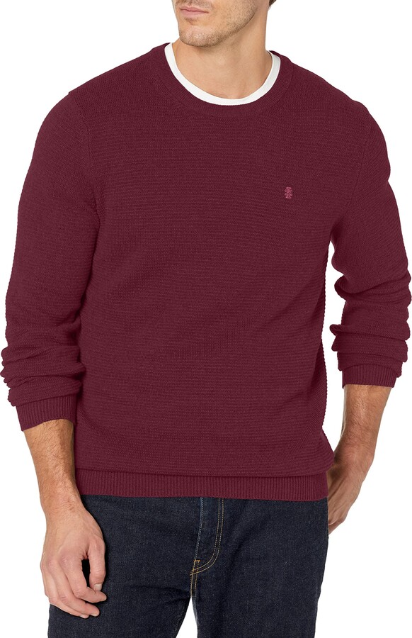 IZOD Mens Big and Tall Colorblock Jacquard 9 Gauge Crewneck Sweater