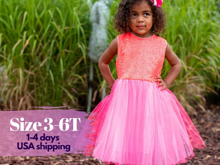 Flower Girl Dress, Birthday Or Christmas Party Tulle Tutu, Sequins Wedding Toddler Bridesmaid
