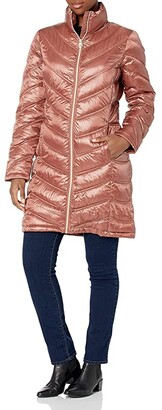 Calvin Klein Women's Hooded Chevron Packable Down Jacket (Standard and Plus)