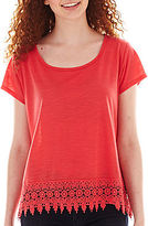 Thumbnail for your product : JCPenney Rewind Lace-Trim Tee
