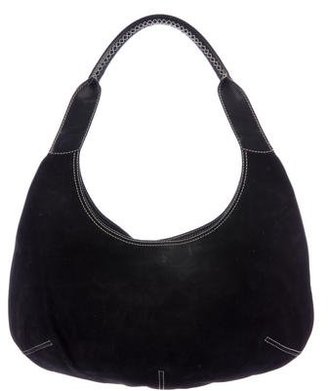 Ferragamo Leather-Trimmed Suede Hobo