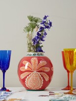 Thumbnail for your product : La DoubleJ Big Pineapple 18kt-gilded Porcelain Vase - Red Multi