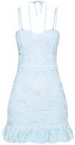 Thumbnail for your product : PrettyLittleThing Baby Blue Strappy Lace Tie Front Bodycon Dress