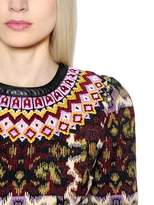 Thumbnail for your product : Andrew Gn Leather Trim Wool Blend Jacquard Dress