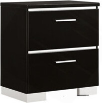 Orren Ellis Contemporary 1Pc Nightstand Color High Gloss Lacquer Coating Chrome Handles And Feet Bedside Table W USB Charger Bedroom Furniture