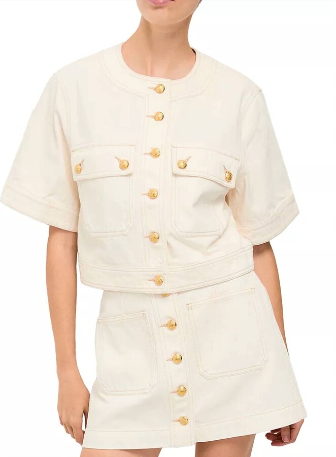 Veronica Beard Elias Short Sleeve Jacket In Ecru