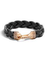 Thumbnail for your product : John Hardy Men's Classic Chain Leather Bronze-Hook Bracelet