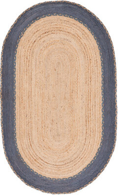 Bayou Breeze Treiber Natural Fiber Hand Loomed Jute/Cotton Rug in Brown/Dark Gray